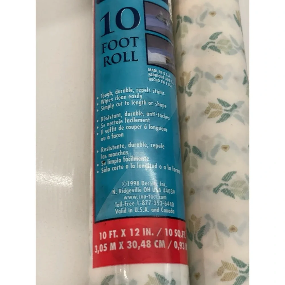 Vintage Con-Tact Shelf Liner Lot of 2 New + Used Partial Floral Drawer 1998 READ